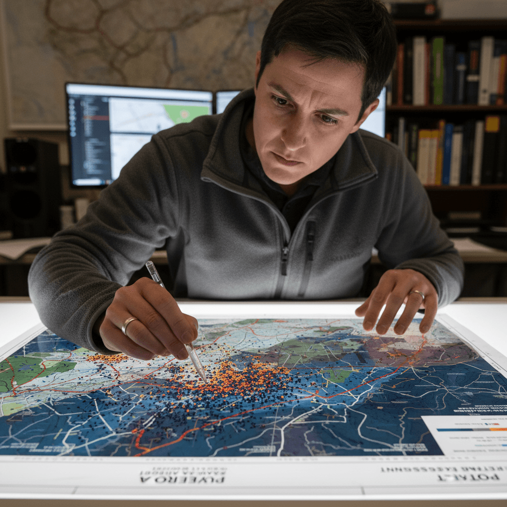 GIS professional analyzing spatial data